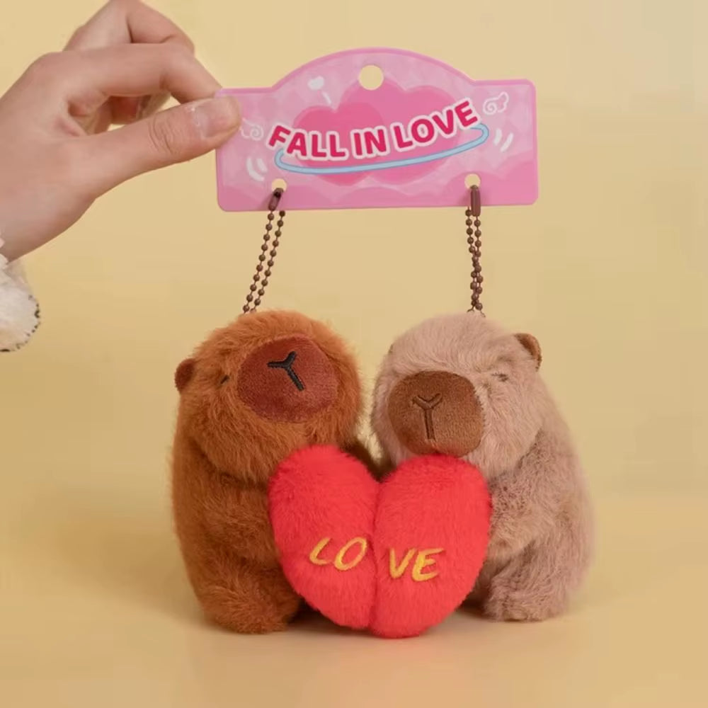 Magnetic Capybara Plush Keychain - Kawaii Cartoon Couple Keychains and Car Key Pendant